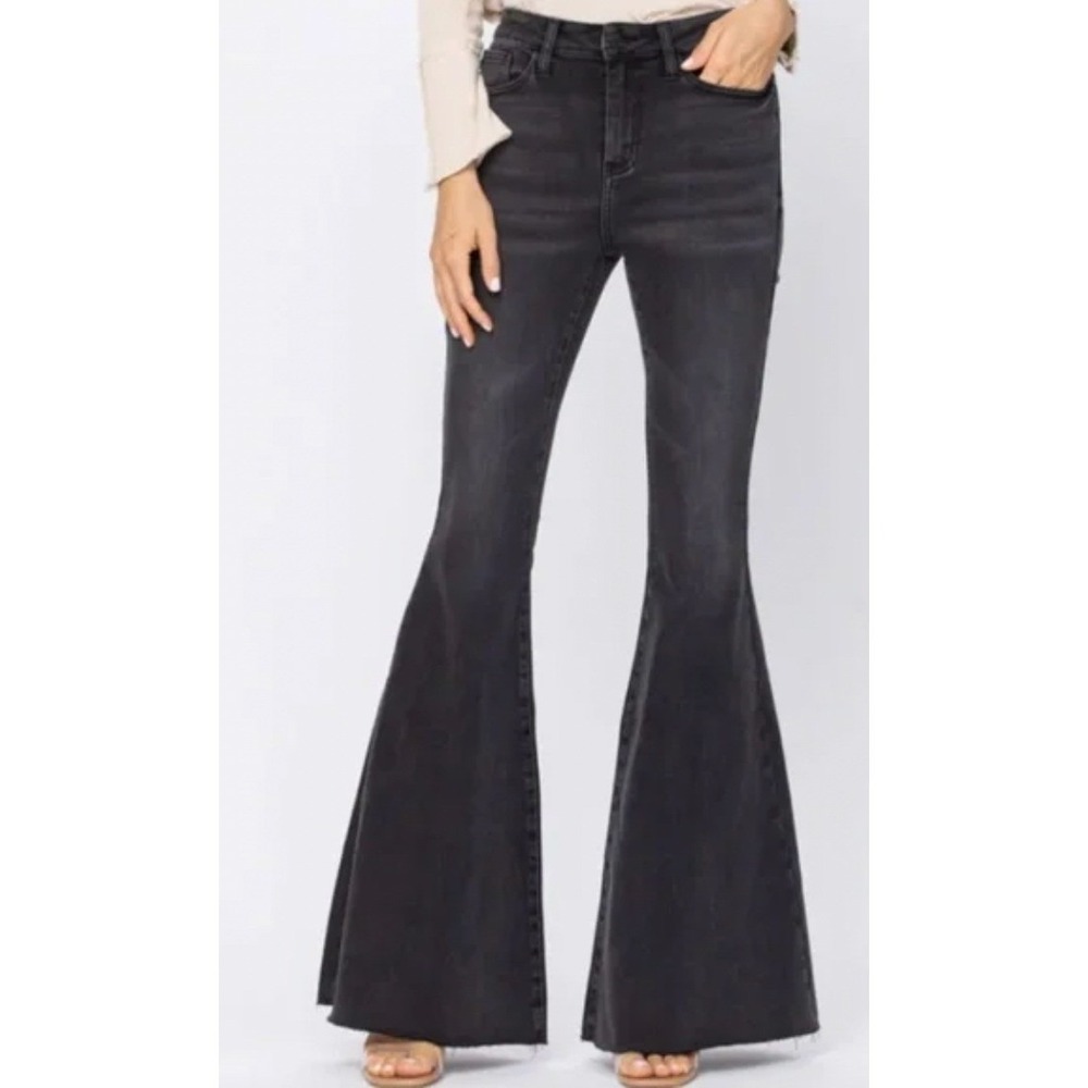 Judy Blue Pull On Flare Jeans High Rise Stretch Festival Flare Black 7/28 - Picture 5 of 5
